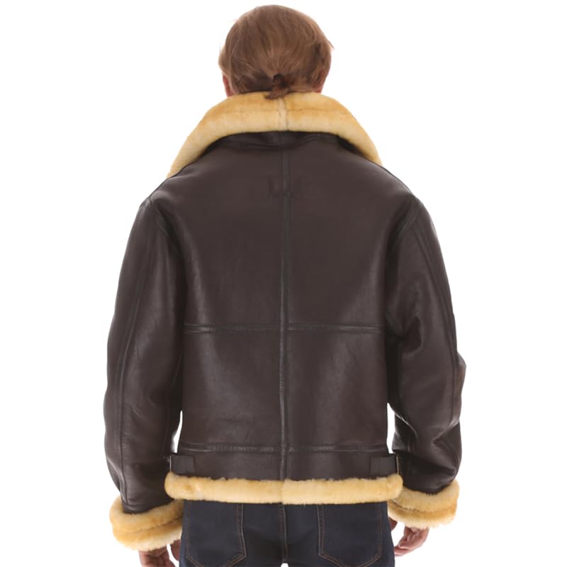 PIECOLOUR B3 bomber leather jacket Dark brown leather golden hair