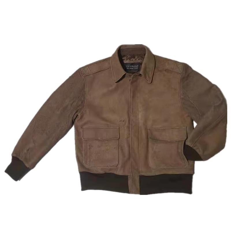 PIECOLOUR MA1 men's leather jacket Lapel