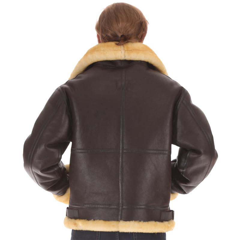 PIECOLOUR B3 bomber leather jacket Dark brown leather golden hair