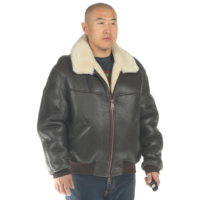 PIECOLOUR B6 leather jacket shearing United States Air Force Brown leather white wool