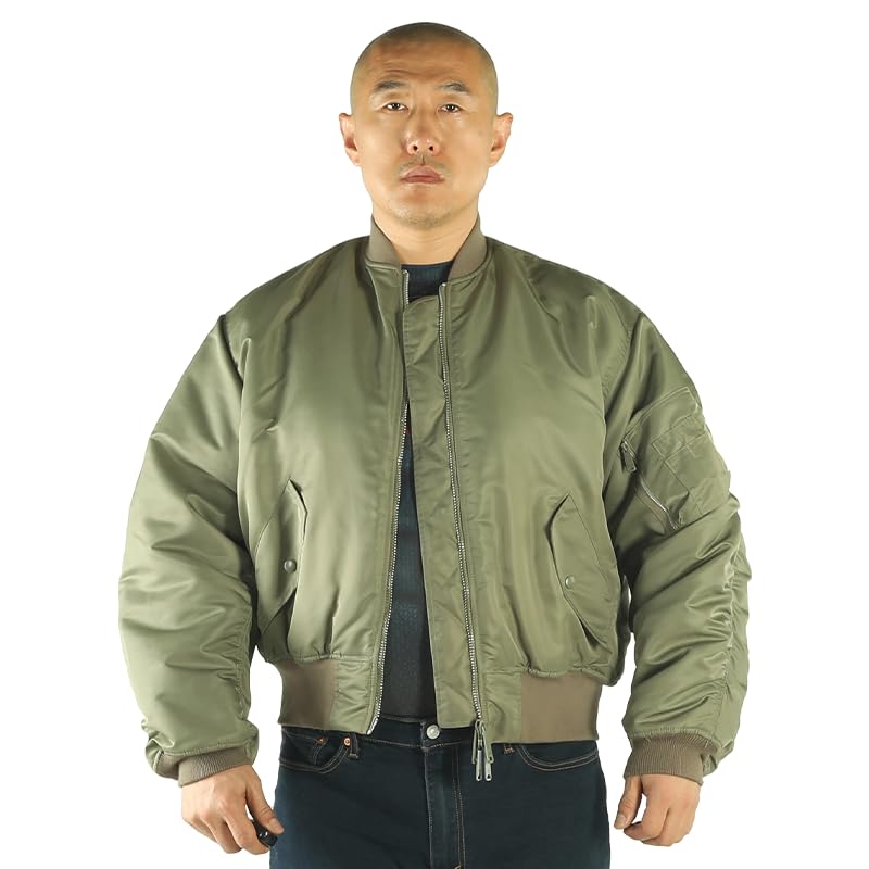 PIECOLOUR MA1 men's jacket aviation aluminum paint zipper with graphene insulation on both sides the United States Air Force