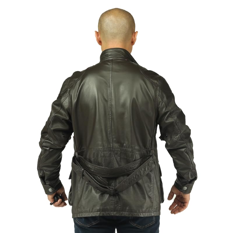 PIECOLOUR Brown sheepskin men's leather jacket 1802