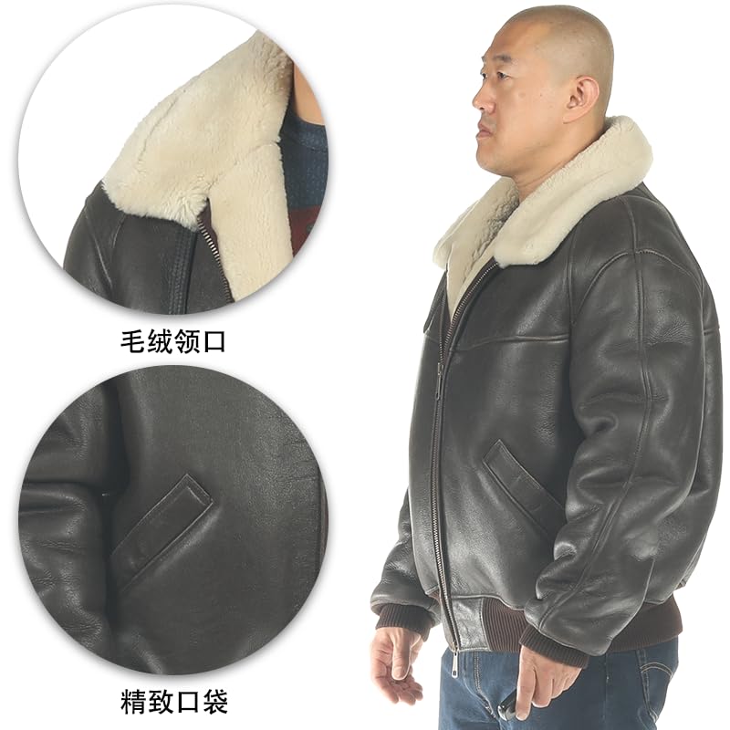 PIECOLOUR B6 leather jacket shearing United States Air Force Brown leather white wool