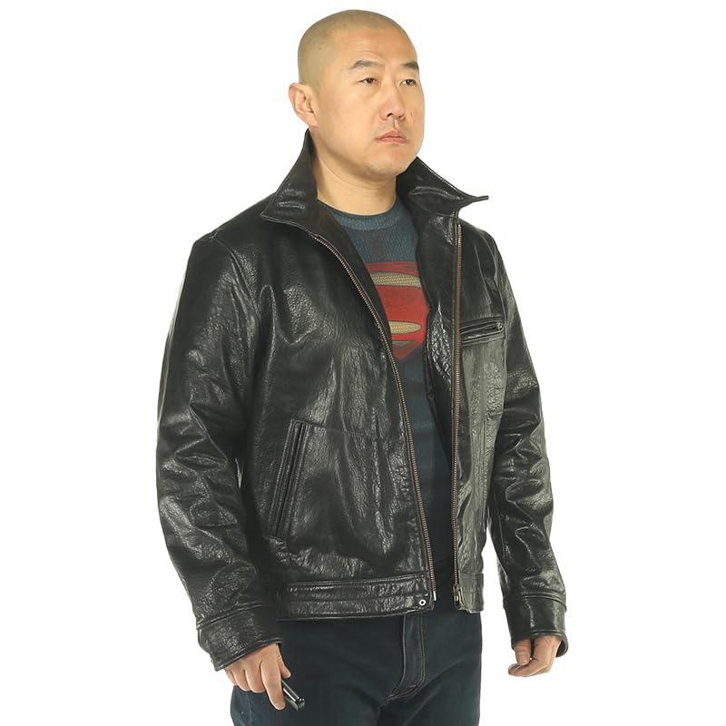 PIECOLOUR Black sheepskin men's leather jacket HW24-1Z