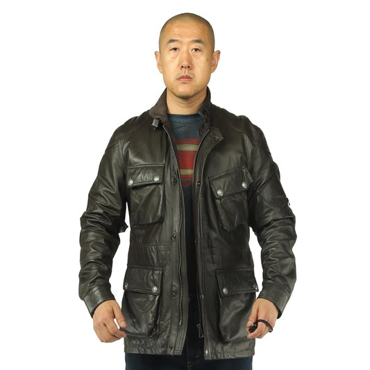 PIECOLOUR Brown sheepskin men's leather jacket 1802