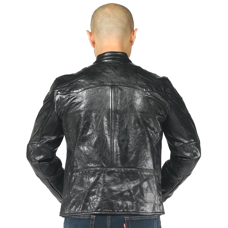 PIECOLOUR Men's black leather jacket