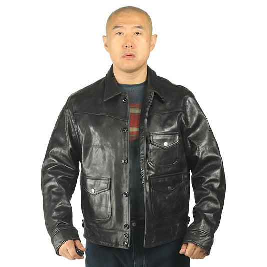 PIECOLOUR Black sheepskin men's leather jacket