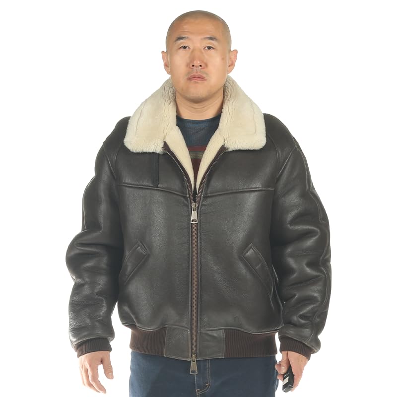 PIECOLOUR B6 leather jacket shearing United States Air Force Brown leather white wool