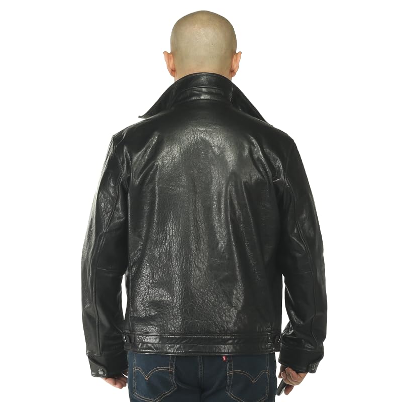 PIECOLOUR Black sheepskin men's leather jacket HW24-1Z