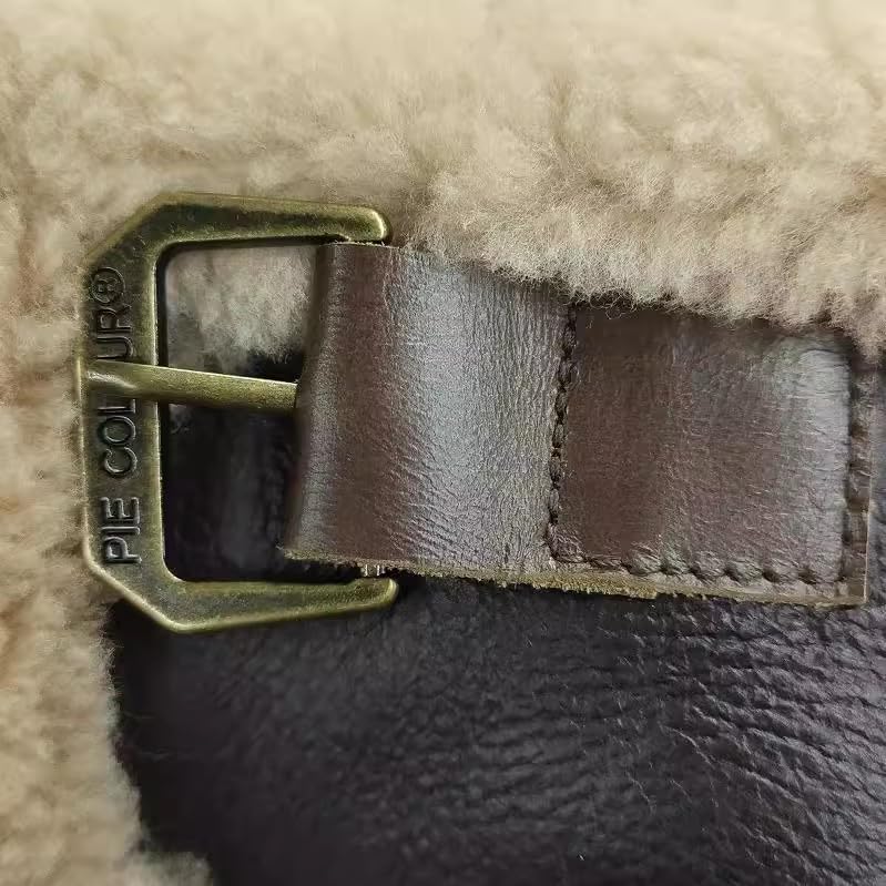 PIECOLOUR B3 bomber leather jacket Australian sheepskin shearing dark brown leather pink wool