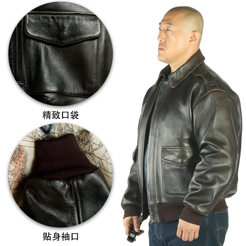 PIECOLOUR A2 bomber leather jacket the first layer of French sheepskin