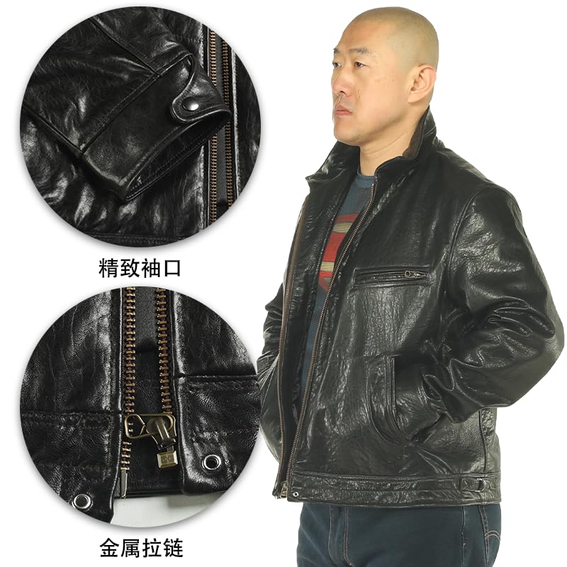 PIECOLOUR Black sheepskin men's leather jacket HW24-1Z