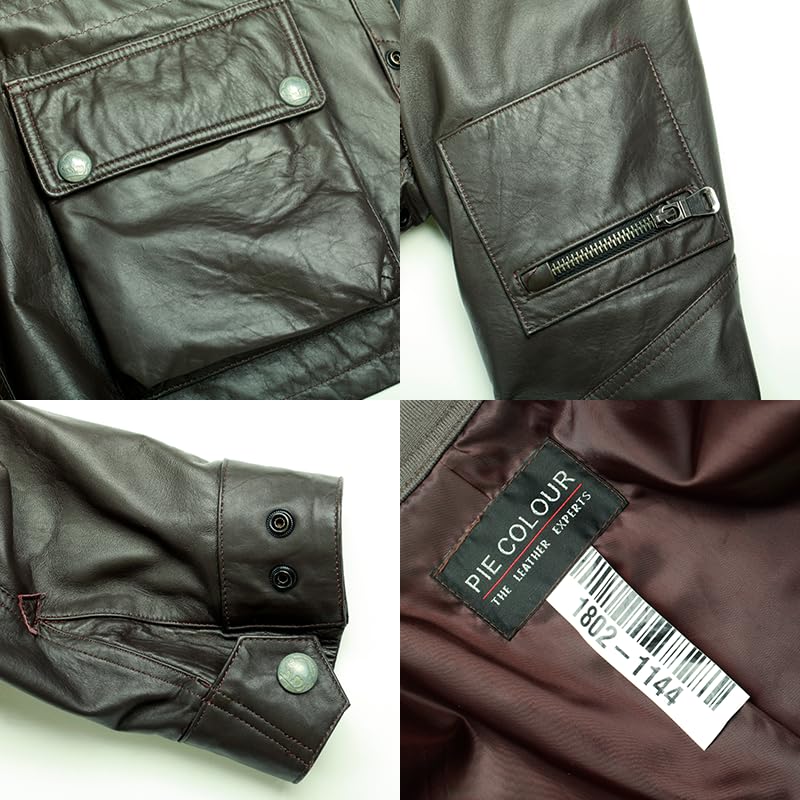 PIECOLOUR Brown sheepskin men's leather jacket 1802